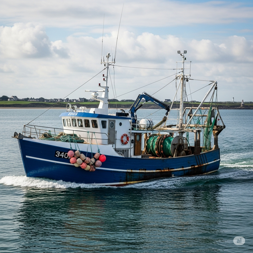 Bateau de pêche professionnel de 20 mètres en mer côtière